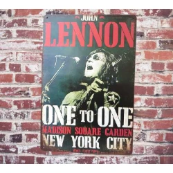 Wandbord JOHN LENNON - Beatles 'One to One 1972' - Vintage Retro - Mancave - Wand Decoratie - Reclame Bord - Metalen bord