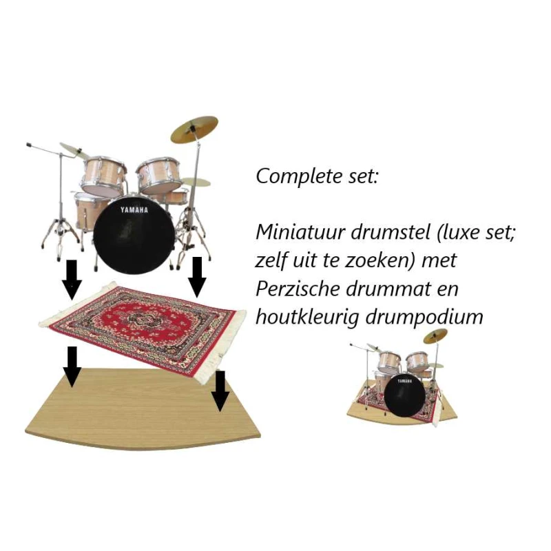 SET: drumstel (vrije keuze model met enkele basdrum en floortom) + Perzisch drumkleed + podium