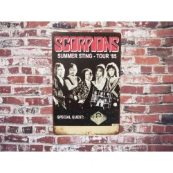 Wandbord SCORPIONS 'Summer Sting Tour 1985' - Vintage Retro - Mancave - Wand Decoratie - Reclame Bord - Metalen bord